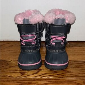Toddler Black and Pink Winter Boots